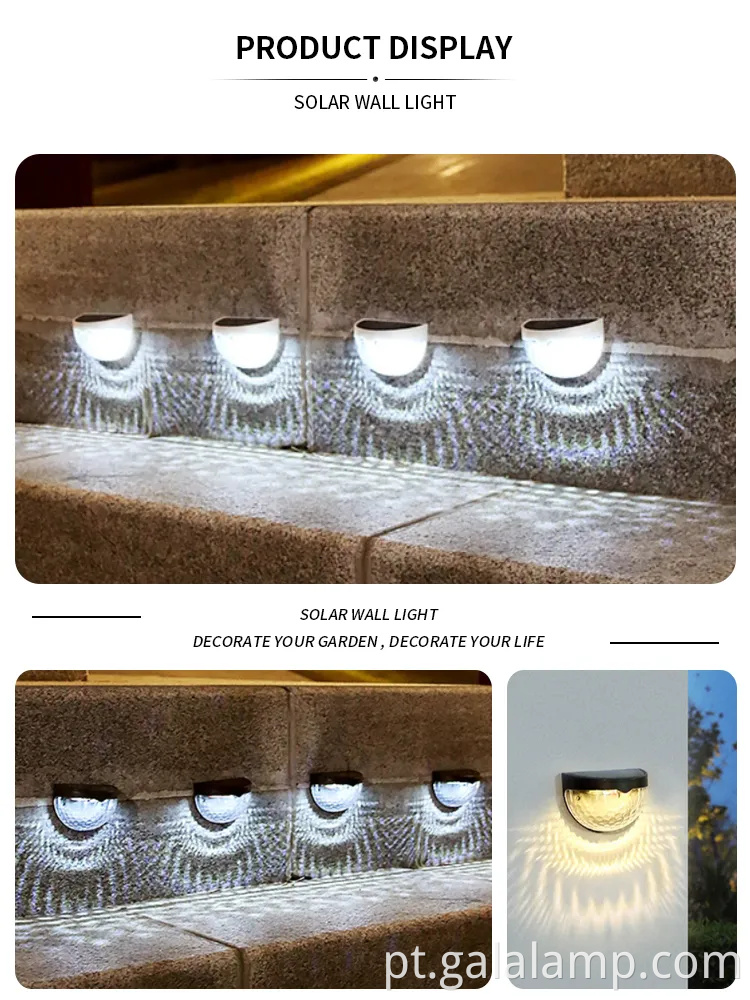 Luz de parede LED à prova d'água movida a energia solar para iluminação noturna